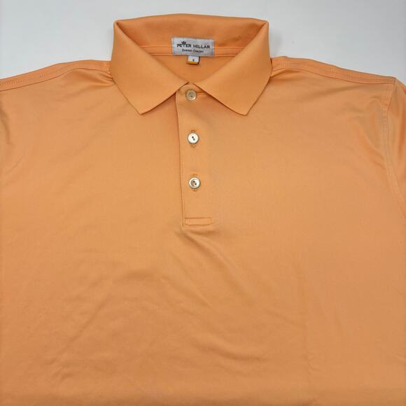 Peter Millar Summer Comfort Mens Small Solid Orange Short Sleeve Golf Polo Shirt - Picture 1 of 6